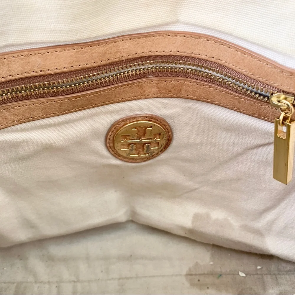 Tory Burch Tan Patterned Gold Chain Shoulder Bag